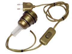 ADAPTATEUR BOUTEILLE 150W E27 + INTERRUPTEUR FIL/FICHE OR