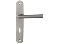 POIGNEE DE PORTE SARA INOX ENTRAXE 195MM CLE L SUR CALE DE 2 PIECES