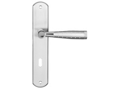 POIGNEE DE PORTE NINE NICKEL SATINE CLE L SUR CALE DE 2 PIECES