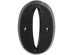 CHIFFRE 0 80MM ZAMAK NOIR FIXATION PAR 2 VIS FOURNIES