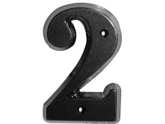 CHIFFRE 2 80MM ZAMAK NOIR FIXATION PAR 2 VIS FOURNIES