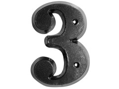 CHIFFRE 3 80MM ZAMAK NOIR FIXATION PAR 2 VIS FOURNIES