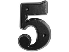 CHIFFRE 5 80MM ZAMAK NOIR FIXATION PAR 2 VIS FOURNIES