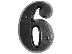 CHIFFRE 6 80MM ZAMAK NOIR FIXATION PAR 2 VIS FOURNIES