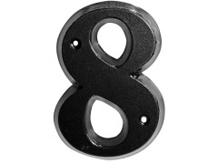 CHIFFRE 8 80MM ZAMAK NOIR FIXATION PAR 2 VIS FOURNIES