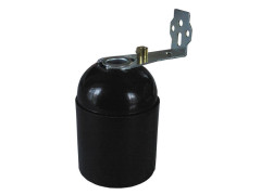 DOUILLE POUR AMPOULE E27 ISOLE LISSE + EQUERRE DE NOIR