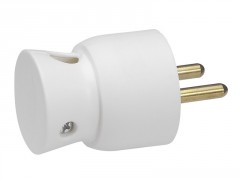 FICHE MALE 2POLES +TERRE BLANC LATERALE S/B