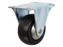 ROULETTE FIXE PLATINE NOIRE CAOUTCHOUC DIAMETRE 50MM