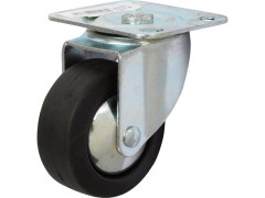 ROULETTE PIVOTANTE PLATINE NOIRE CAOUTCHOUC DIAMETRE 65MM