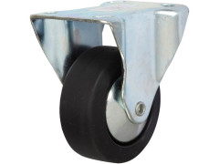 ROULETTE FIXE PLATINE NOIRE CAOUTCHOUC DIAMETRE 65MM