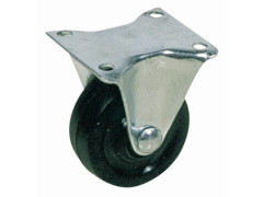 ROULETTE FIXE PLATINE NOIRE CAOUTCHOUC DIAMETRE 42MM