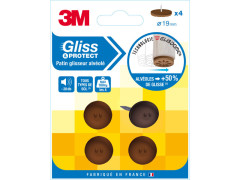 PATINS GLISSEURS A CLOUER PLASTIQUE ALVEOLE MARRON SCOTCH 19MM LOT DE 4