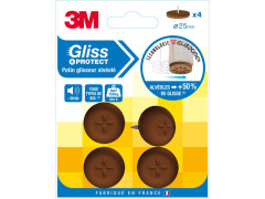 PATINS GLISSEURS A CLOUER PLASTIQUE ALVEOLE MARRON SCOTCH 25MM LOT DE 4
