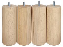 PIED DE LIT CYLINDRE HETRE BRUT 58X150/4