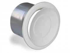 BOUCHE SOUFFLAGE AIR CHAUD DEBIT REGLABLE +MANCHON PLACO D125MM BLANC
