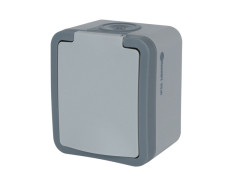 PRISE 2 POLES/TERRE 16A ETANCHE IP55 ACIER GRIS LEXMAN