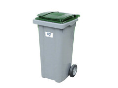 POUBELLE 120L GRIS CLAIR/VERT