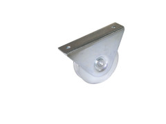 ROUE GORGE RONDE D80 ET RAIL D16 SUPPORT EXTERERIEUR ZINGUE BLANC