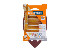 ABRASIF TRIANGLE MULTIFONCTION 102X152MM GRAIN 120 LOT DE 5 DEXTER
