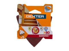 ABRASIF TRIANGLE 93X93MM GRAIN 80 LOT DE 5 DEXTER