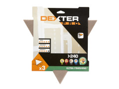 ABRASIF TRIANGLE PLATRE D290MM GRAIN 240 LOT DE 3 DEXTER PRO