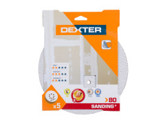 ABRASIF DISQUE PLATRE DIAMETRE 225MM GRAIN 80 LOT DE 5 DEXTER