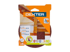 ABRASIF PERCEUSE/MEULEUSE DIAMETRE 125 GRAIN 40 LOT DE 5 DEXTER
