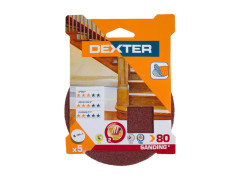 ABRASIF PERCEUSE/MEULEUSE DIAMETRE 125 GRAIN 80 LOT DE 5 DEXTER