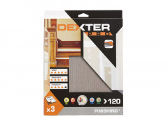 ABRASIF MAIN BOIS 230X280 GRAIN 120 DEXTER PRO 3 PCS