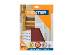 ABRASIF BOIS 230X280 GRAIN ASSORTIS DEXTER 5 PCS