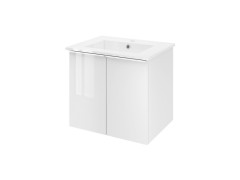 MEUBLE SOUS VASQUE ESSENTIAL BLANC BRILLANT LARG 60XPROF 45CM 2PORTES