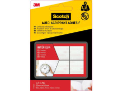 PASTILLE AGRIPPANTE ADHESIVE INTERIEUR 22X22MM BLANC LOT DE 12