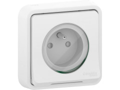PRISE 2P+T ETANCHE ENCASTRE IP44 BLANC MUREVA STYL