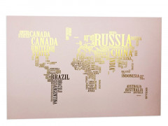TOILE CARTE DU MONDE METALLISEE 60X90 ASSORTIS