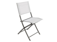 CHAISE PLIANTE EMYS ACIER TEXTYLENE GRIS CLAIR