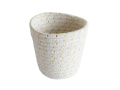 PANIER SDB CORDOU 12X12X11 CM BLANC/OR