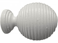 EMBOUT BOIS D28 BOULE STRIE LAQUE BLANC
