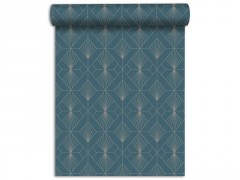 PAPIER PEINT VINYLE INTISSE DIAMANT VELOURS BLEU OR