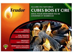 ALLUME FEU CUBE BOIS CIRE FEUDOR BOITE DE 32