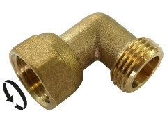 RACCORD COUDE LAITON MF20X27 AVEC ECROU LIBRE