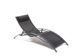 BAIN DE SOLEIL CAPU ALUMINIUM ET TEXTILENE NOIR 5 POSITIONS