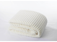 PLAID EFFET 3D FLANELLE 130X170CM SHERPA ECRU