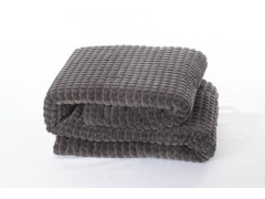 PLAID EFFET 3D FLANELLE 130X170CM SHERPA GRIS