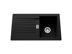 EVIER A ENCASTRER SOLO 1 BAC +1 EGOUTTOIR L86XP50CM RESINE NOIR