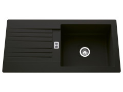 EVIER A ENCASTRER SOLO 1 GRD BAC +1 EGOUTTOIR L100XP50CM RESINE NOIR