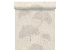 PAPIER PEINT VINYLE INTISSE GINKGO BLANC ARGENT