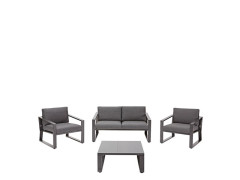 SALON BAS DE JARDIN ALUMINIUM LYRA GRIS ANTHRACITE 4 PERSONNES