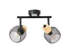BARRE 2 SPOTS GIADA E14 METAL BOIS NOIR