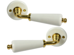 POIGNï¿½ES SUR ROSACE, PORCELAINE LAITONNï¿½ X2
