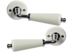 POIGNï¿½ES SUR ROSACE, PORCELAINE NICKELï¿½ MAT X2